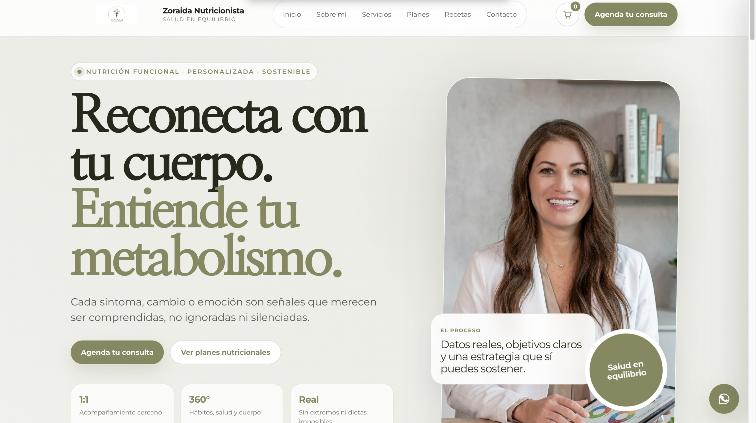 Página web Zoraida Nutricionista creada por DMOPROD